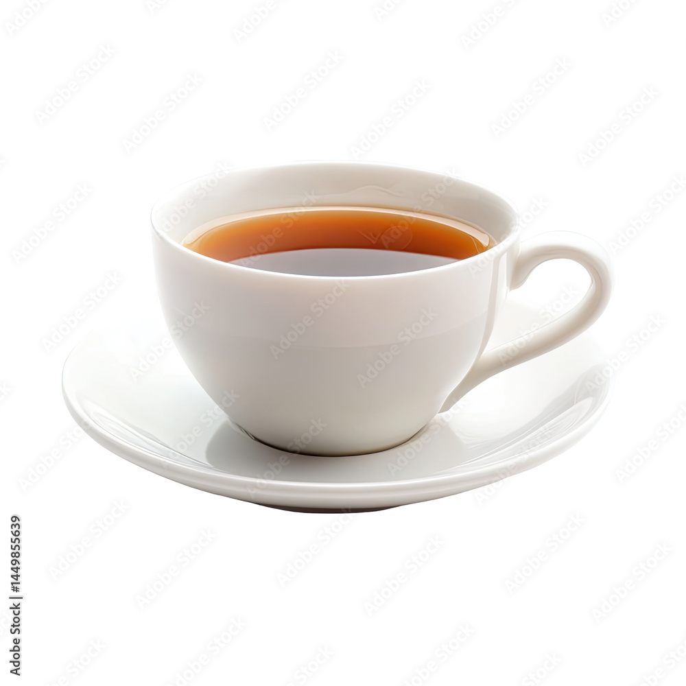 A steaming cup of hot tea in a white porcelain teacup and saucer. A steaming cup of hot tea in a white porcelain teacup and saucer.
