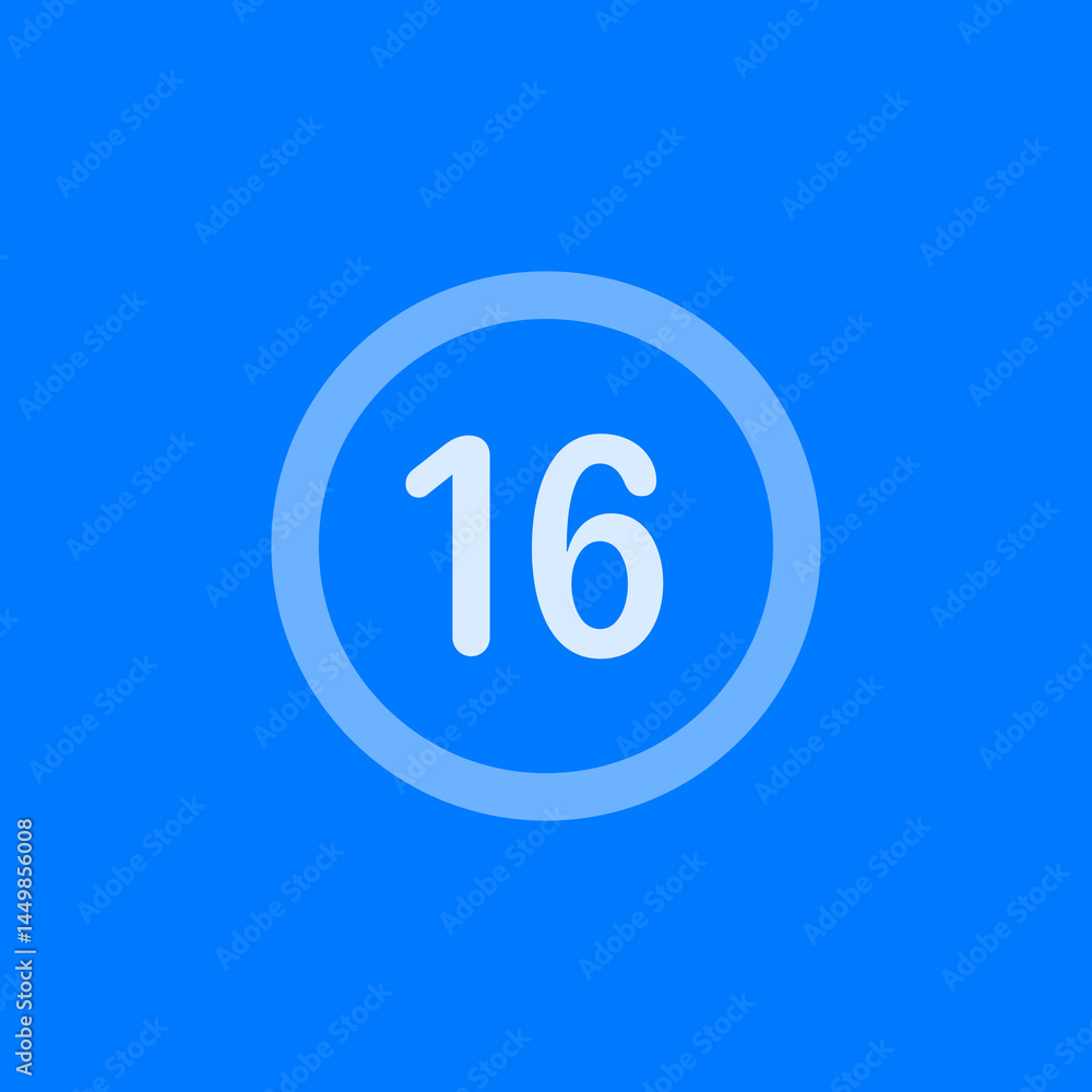 Number 16 Circle Icon Number 16 Circle Icon