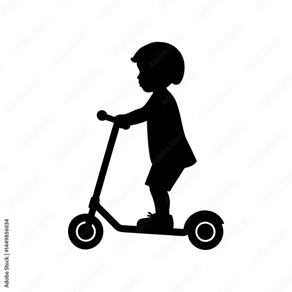 Toddler scooter silhouette vector art Toddler scooter silhouette vector art