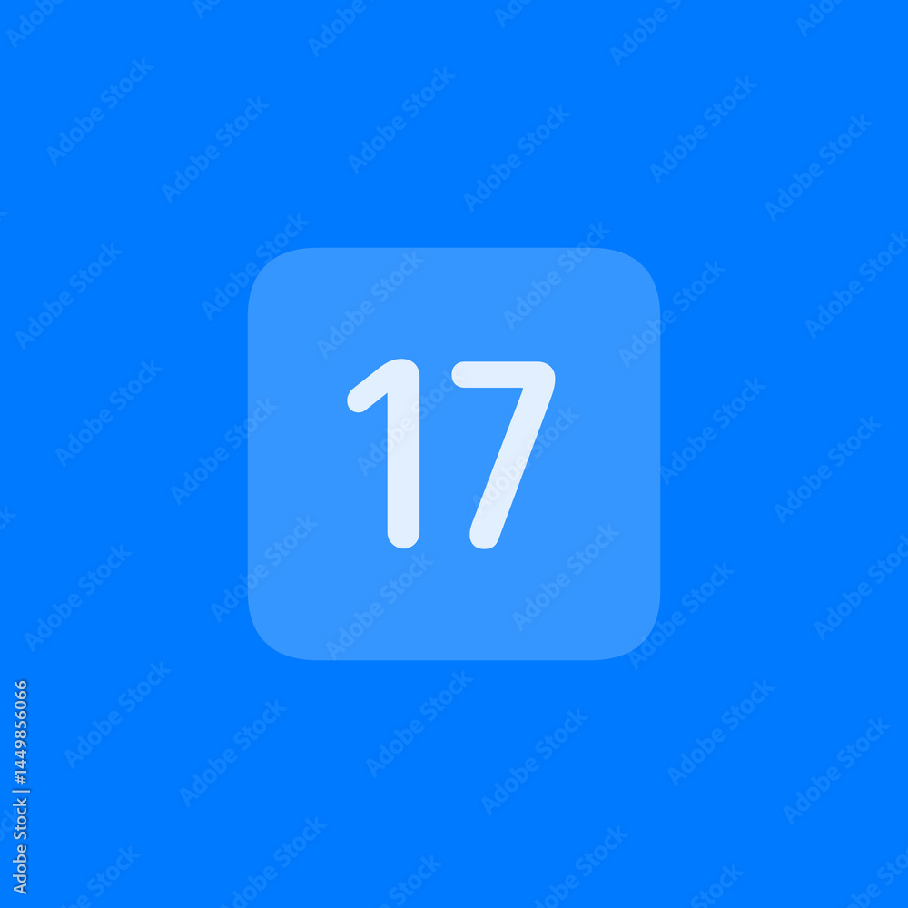 Number 17 Filled Square Icon Number 17 Filled Square Icon