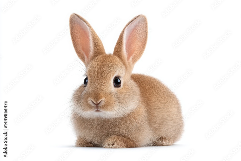 Adorable Tan Bunny Portrait on White Background - Easter Concept, Cute Pet Adorable Tan Bunny Portrait on White Background - Easter Concept, Cute Pet