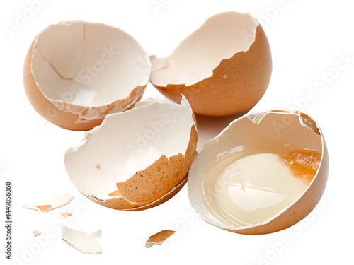 broken eggshell isolated on white background PNG. GENERATIVE AI