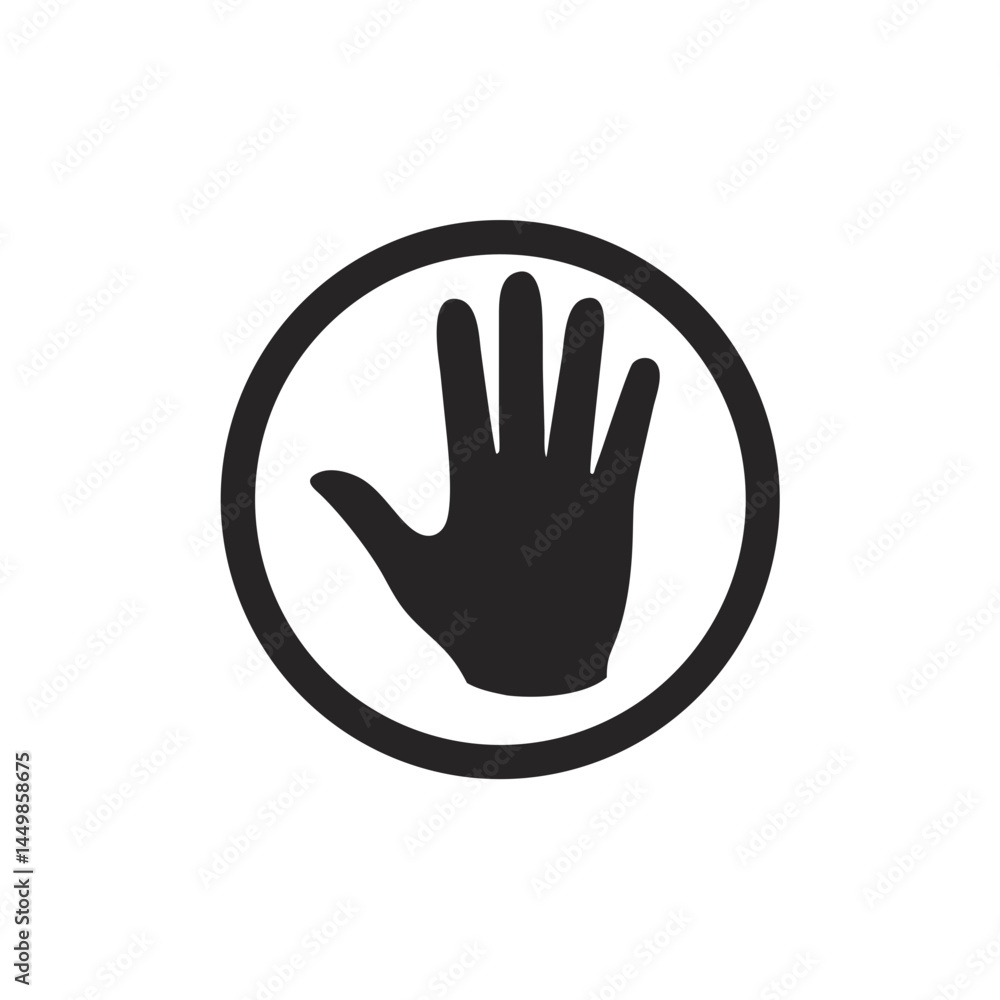 Hand stop sign icon for safety and awareness use Hand stop sign icon for safety and awareness use