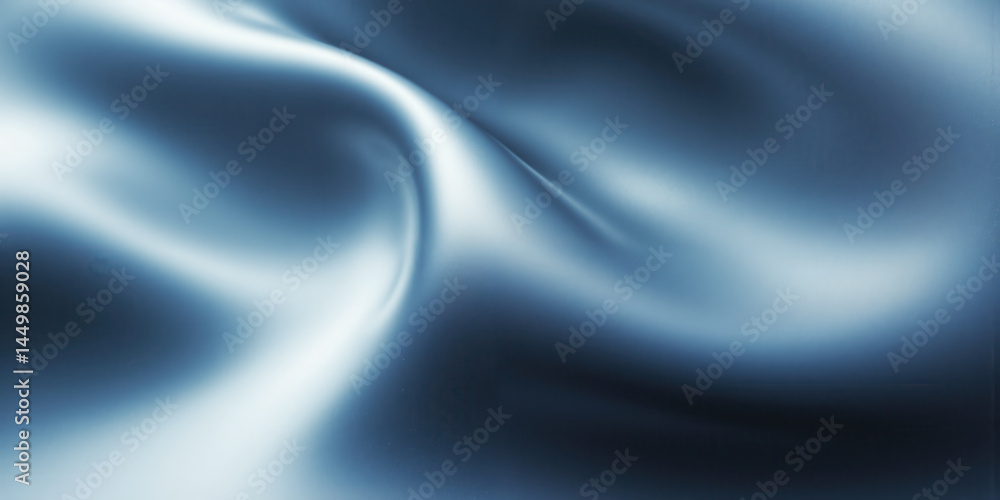 Obraz premium 3D Curved Metallic Surface in Ultra-Glossy Silver with a Subtle Blue Tint A high-end, futuristic abstract background showcasing a sleek