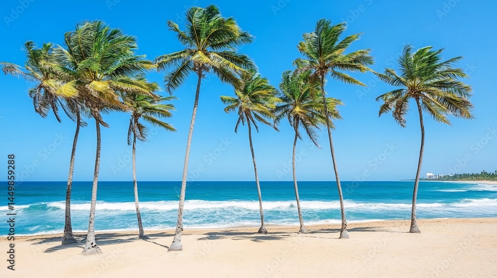 Tropical beach scene with palm trees Tropical beach scene with palm trees