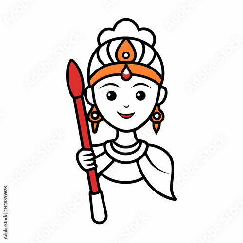 navratri brush stroke outline vector