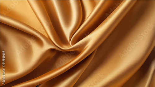 Light pale brown yellow silk satin. Gradient. Dusty gold color. Golden luxury elegant beauty premium abstract background. Shiny, shimmer. Curtain. Drapery. Fabric, cloth texture. Christmas, birthday.