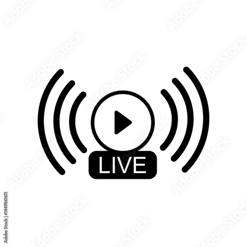 live broadcast icon, simple flat style, illustration, logo sign symbol pictogram template, for ui or ux isolated on white for mobile app, editable