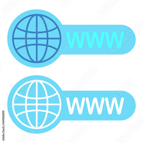 Internet http address icon, world wide web, simple flat style, illustration, logo sign symbol pictogram template, for ui or ux isolated on white for mobile app, editable