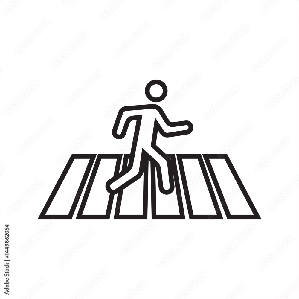 Pedestrian crossing icon. Zebra crossing human walk crosswalk icon vector. Pedestrian crossing icon. Zebra crossing human walk crosswalk icon vector.