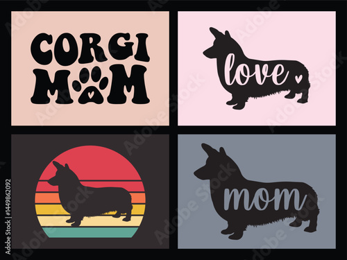 corgi mom t shirt design bundle