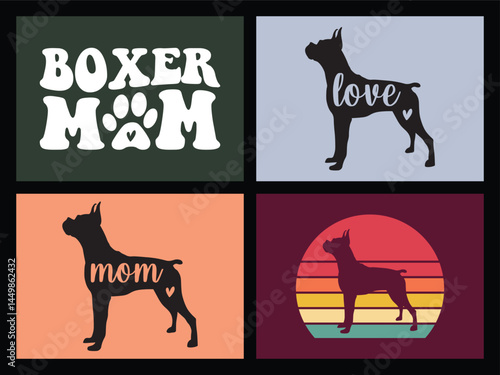 Boxer dog mom t shirt design bundle