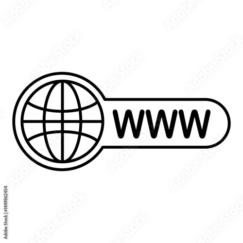Internet http address icon, world wide web, simple flat style, illustration, logo sign symbol pictogram template, for ui or ux isolated on white for mobile app, editable