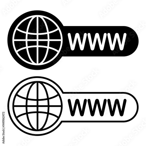 Internet http address icon, world wide web, simple flat style, illustration, logo sign symbol pictogram template, for ui or ux isolated on white for mobile app, editable