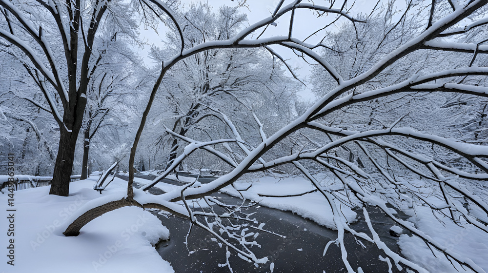 Obraz premium Broken Branch After Snow Storm