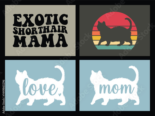 Exotic shorthair t shirt design bundle
