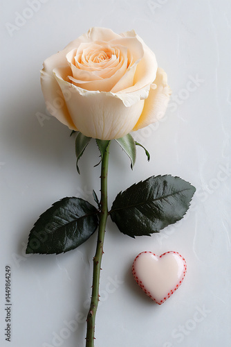 single rose with tiny heart 6