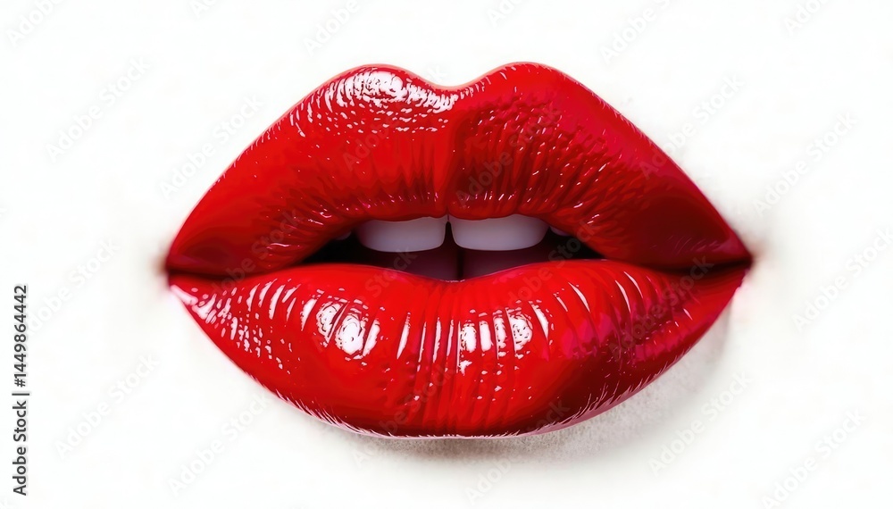 Bold red lipstick smear against a stark white backdrop , beauty shot, elegant, macro Bold red lipstick smear against a stark white backdrop , beauty shot, elegant, macro