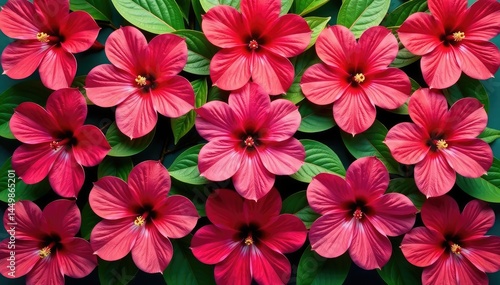 Bold hibiscus blooms forming a square tessellation , petal, tessellation