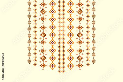 Neckline embroidery geometric abstract elements neck pattern. Native decorative design for fabric, clothing, illustration, texture, collar decor, border, rug, decoration, printing, element, necklace