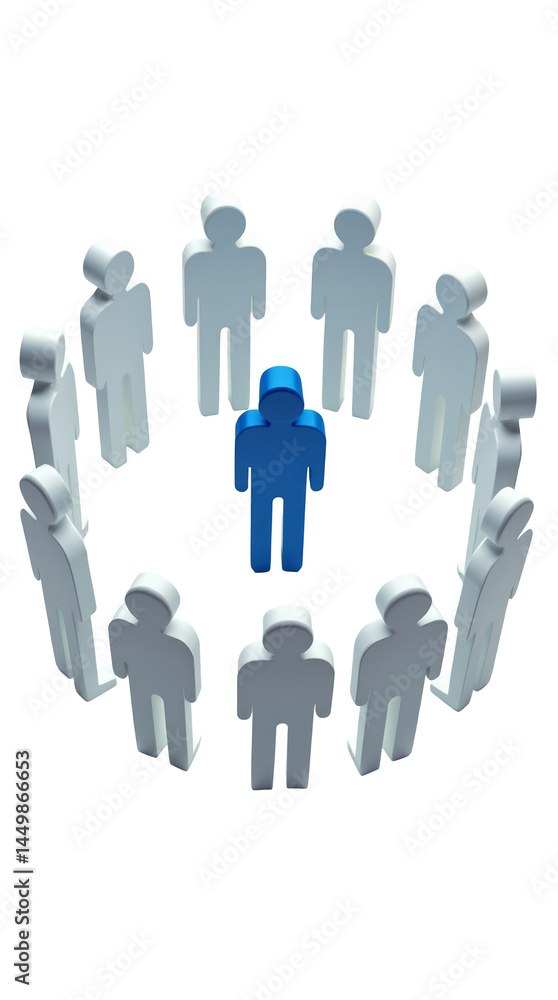 Blue Humanoid Figure in the Center of a Circle Symbolizing Trust and Stability Blue Humanoid Figure in the Center of a Circle Symbolizing Trust and Stability