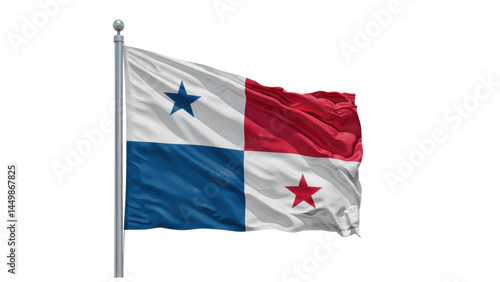panama flag waving in wind isolated on transparent png