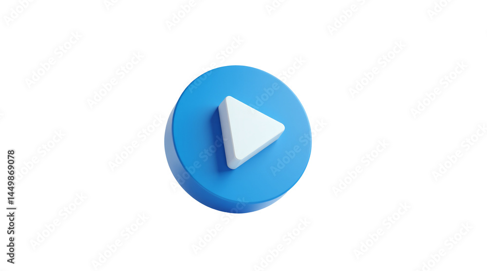 3D Play Button Icon Floating in a Minimalist Space - Wide-Angle Shot with 24mm Lens 3D Play Button Icon Floating in a Minimalist Space - Wide-Angle Shot with 24mm Lens