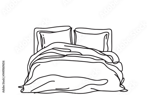 Bed doodle icon in vector. Hand drawn bed sketch. Children room