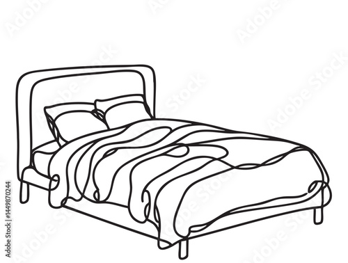 Bed doodle icon in vector. Hand drawn bed sketch