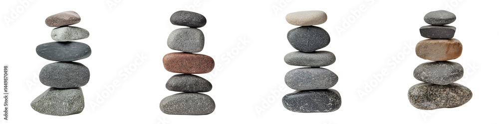 Stacked stones in a harmonious cairn display. Stacked stones in a harmonious cairn display.