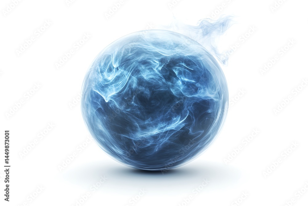 3D Style Hovering Plasma Sphere with Swirling Blue Light 3D Style Hovering Plasma Sphere with Swirling Blue Light