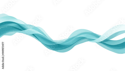 Turquoise Wave Abstract: Flowing Ribbon on White
