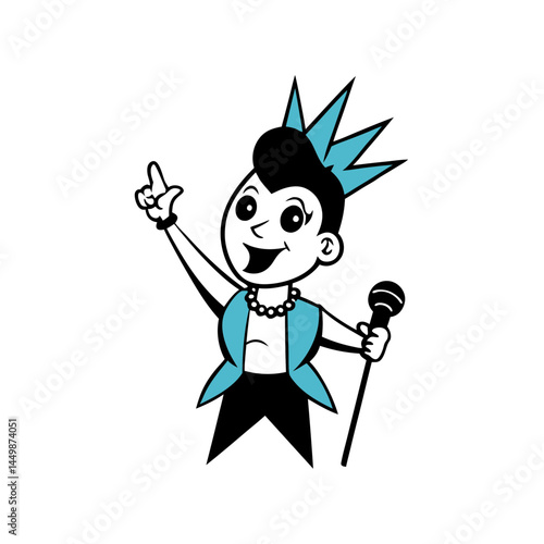 Pop girl with a faux hawk dyed a bright turquoise