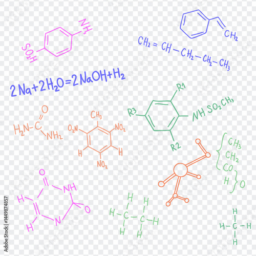  Creative Hand Drawn,  Written Complex Chemistry Work