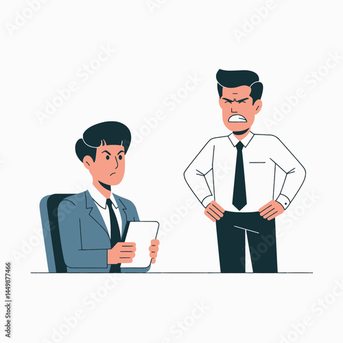 businessman is angry because his boss is scolding him