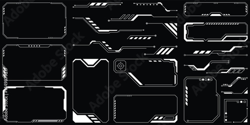Sci-fi futuristic hud dashboard display virtual reality technology screen. User Interface set. Statistics, Data information infographic. Vector illustration