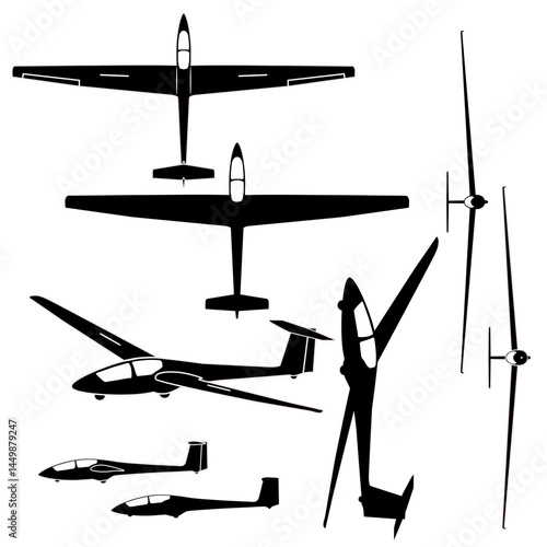 2 -seat glider aircraft vector design for laser and vinyl cut