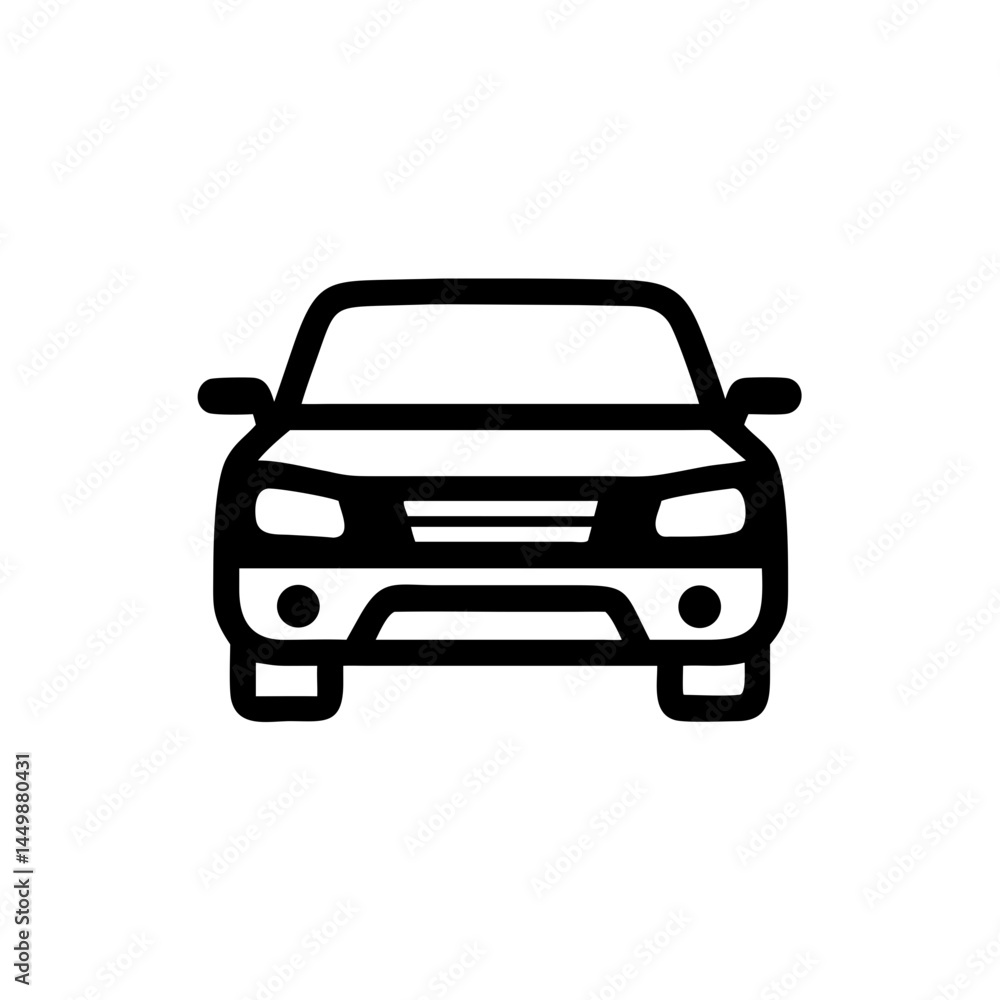 Simple Black Icon of Car Front View Simple Black Icon of Car Front View