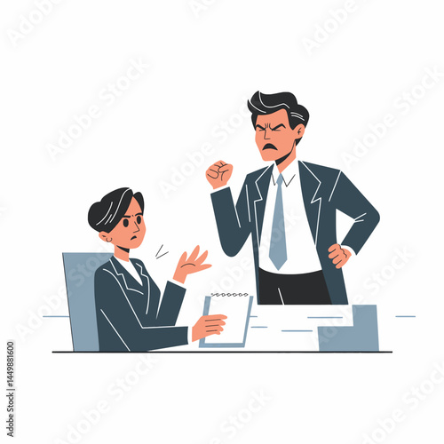 businessman is stressed because his boss is scolding him design illustration