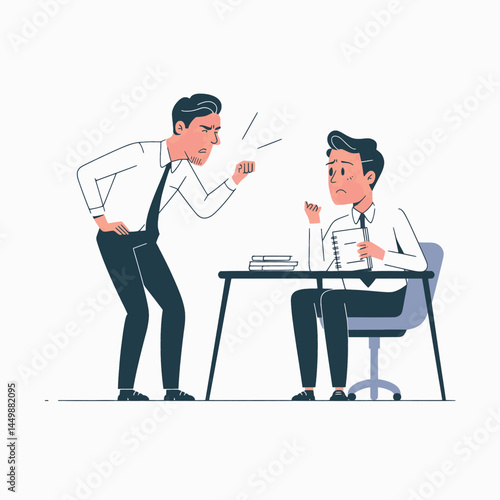 businessman is stressed because his boss is scolding him design illustration