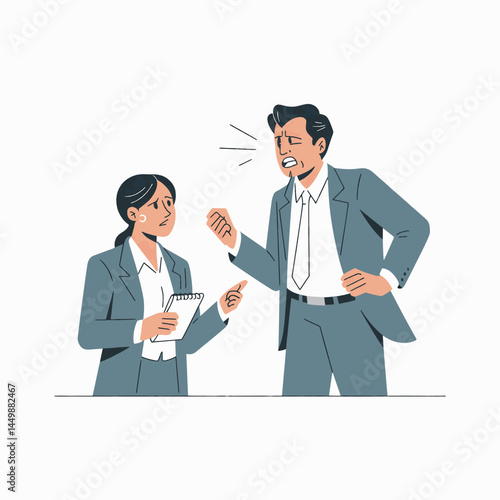 businessman is stressed because his boss is scolding him illustration