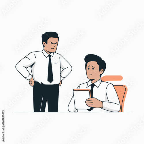 businessman is stressed because his boss is scolding him
