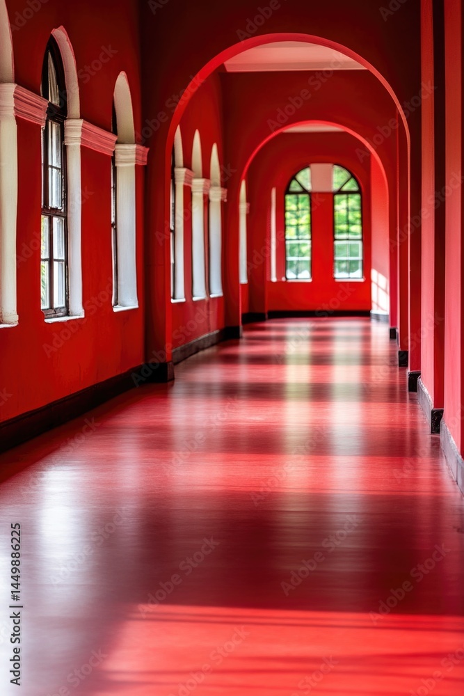Obraz premium Corridor with Red Flooring