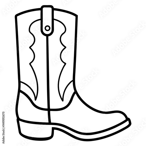 Minimal Cowboy Boots Vector on White