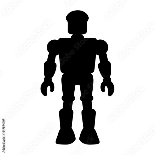 Silhouette of a robot toy with geometric shapes, modern design style