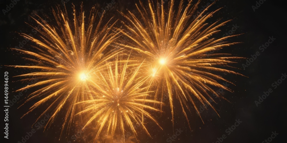 Fiery yellow fireworks bloom widely, intense glow, blazing embers , holiday, blazing, event Fiery yellow fireworks bloom widely, intense glow, blazing embers , holiday, blazing, event