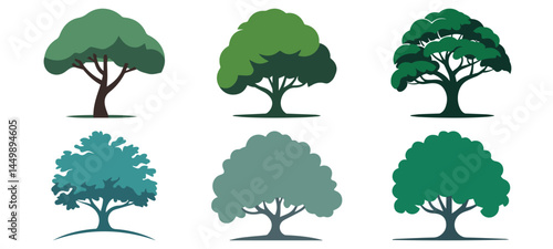 Vector Elm Tree Logo Set – Stylized Nature and Eco Brand Identity Icons