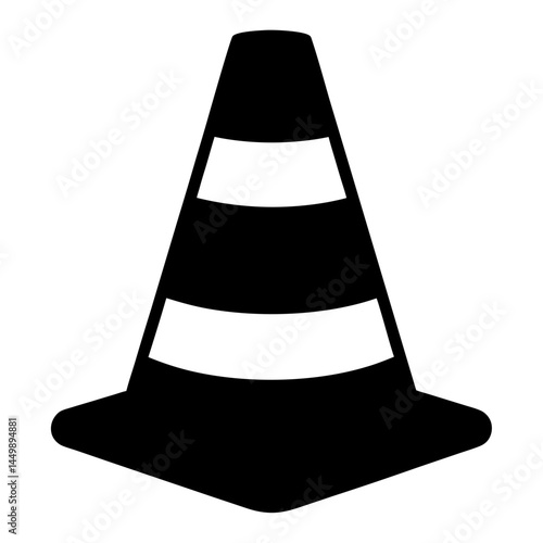 A black and white traffic cone illustration for road safety awareness