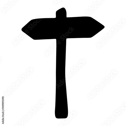 A minimalist black directional sign pointing both left and right on white background
