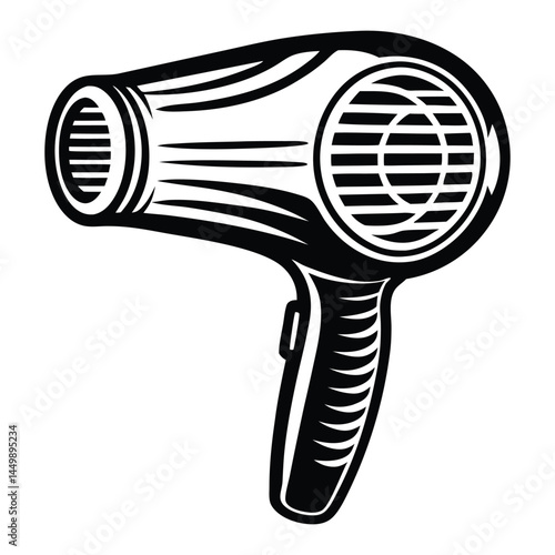 Hair dryer for drying hair icon silhouette vector illustration, Hair dryer icon, Vector, Flat design, Isolated